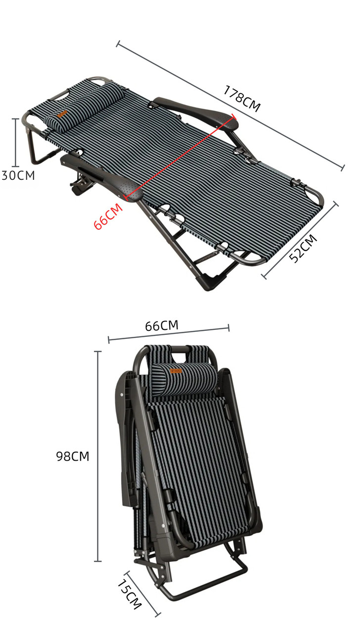 Шезлонг раскладной WCG FCB-S01садовый со стальным каркасом Черный (FCB-S011) - фото 8