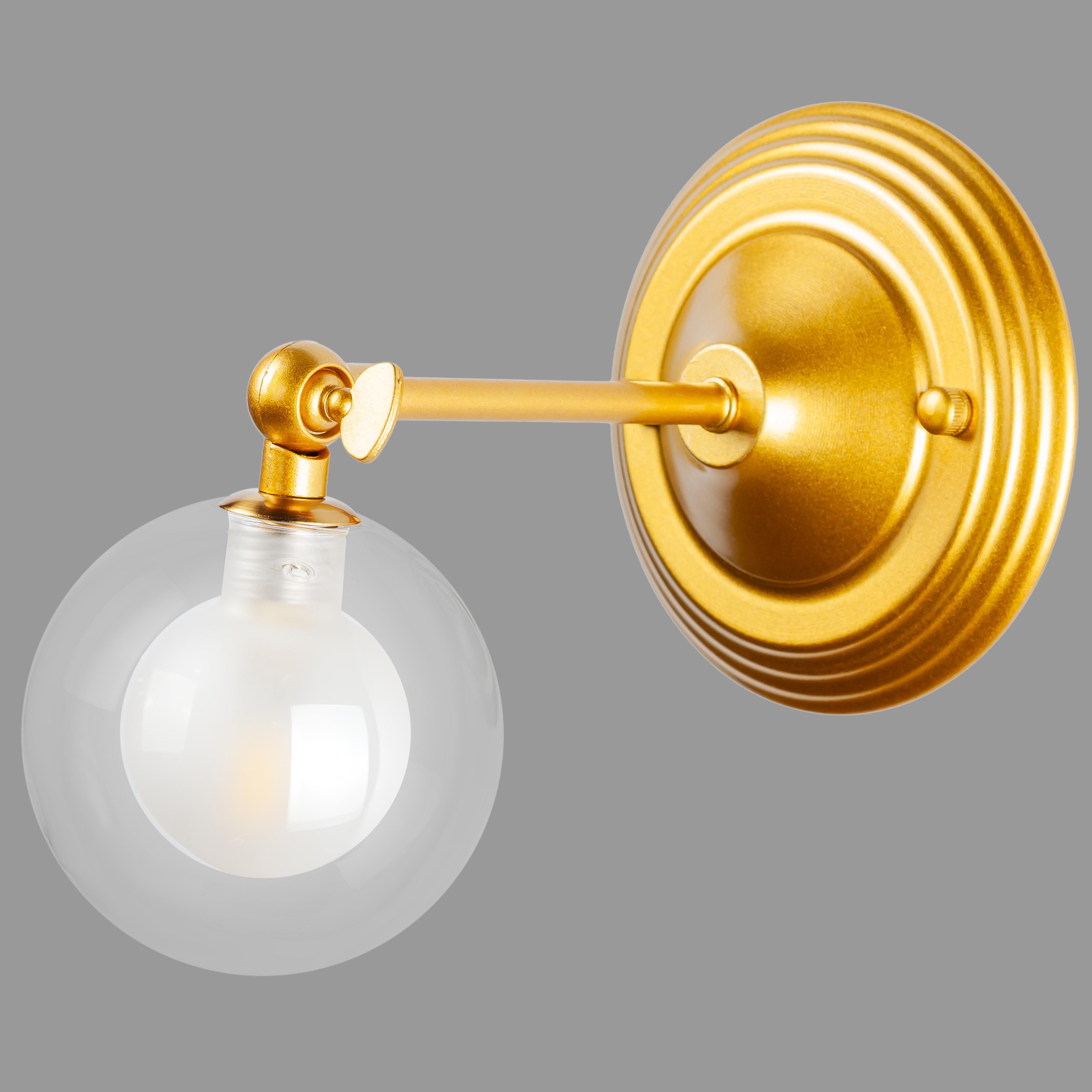 Светильник/бра настенный с поворотным плафоном 10 см Золотой (61-W140F2-1 GD+CLWH)