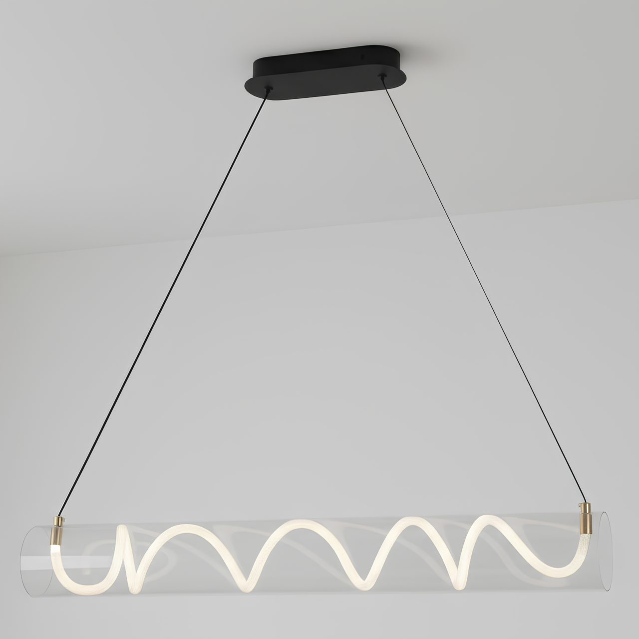 Люстра светодиодная Valeso 54W со спиральным рассеивателем из акрила 4000K Черный (G 2913/800)