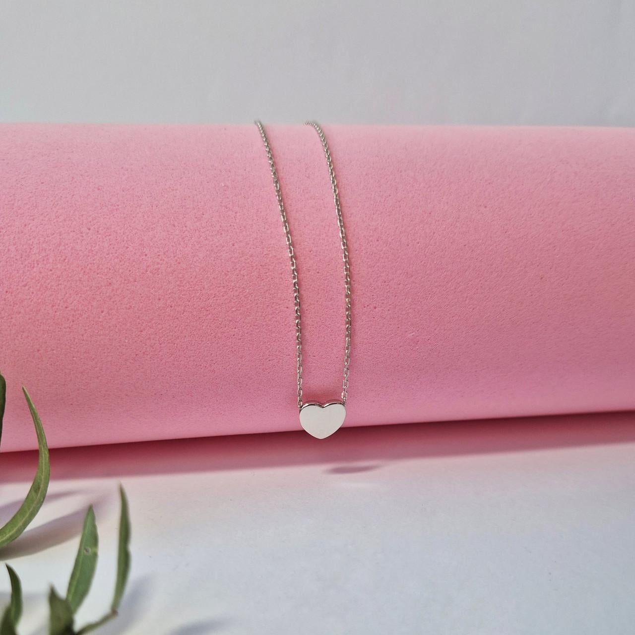 Кольє серце без каменів срібло 925 проби родоване 2,17 г (вс520/1р)