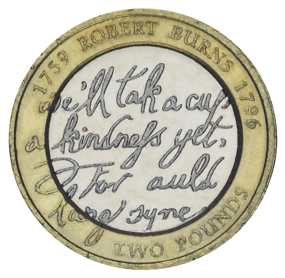 Коллекционная монета Великобритания 2 фунта 2009 Биметалл UNC Роберт Бернс (М02844)