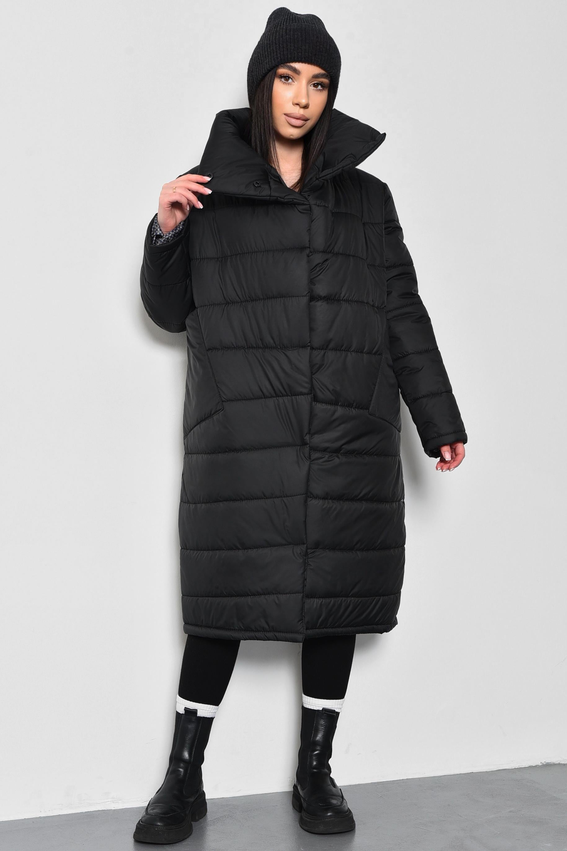 Куртка женская демисезонная удлиненная L Черный (172252)