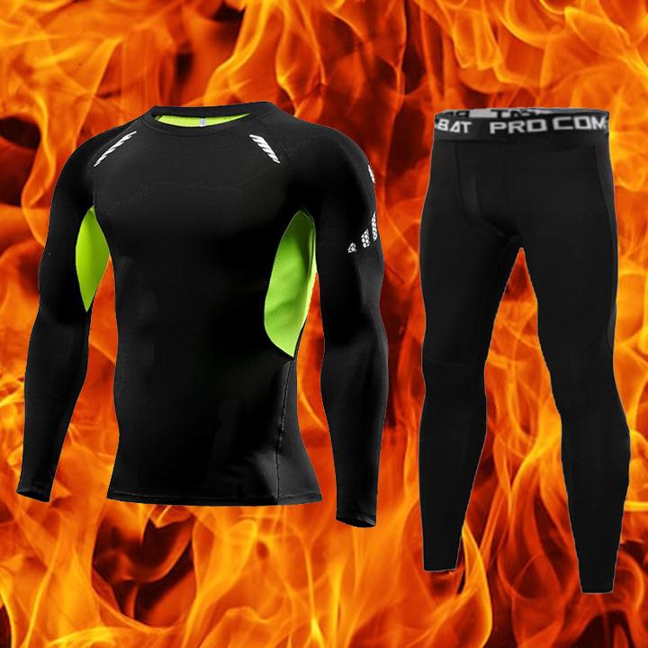 Термобелье для взрослых SPORT Thermal Underwear Winter Ventilation 170-175 см Black/Green (3352) - фото 4