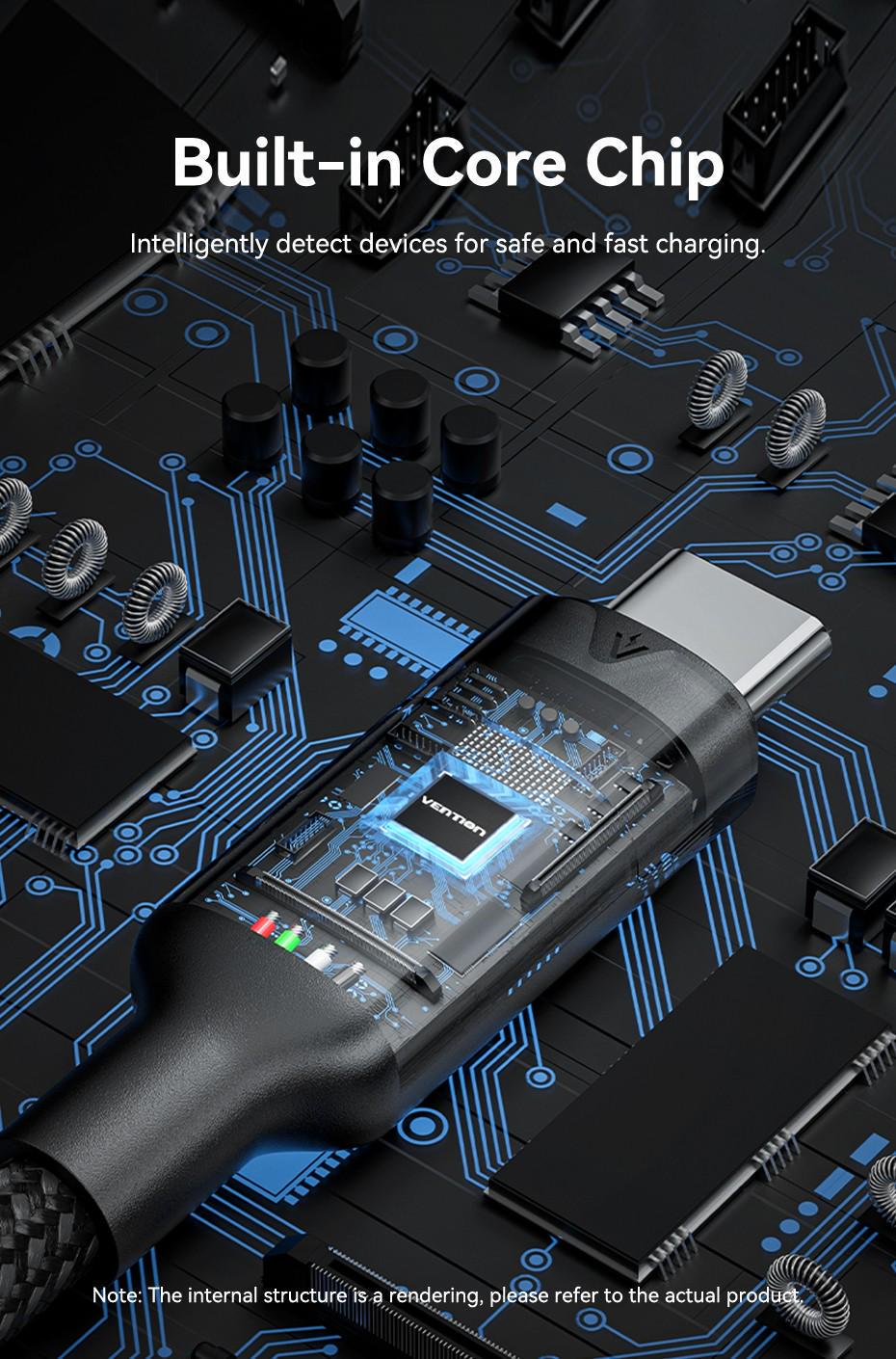 Кабель Vention USB-C 3.2 Gen2 Type-C 10 Гбит/с 5A 100W 4K 60Гц 1 м Белый (TRFWF) - фото 9