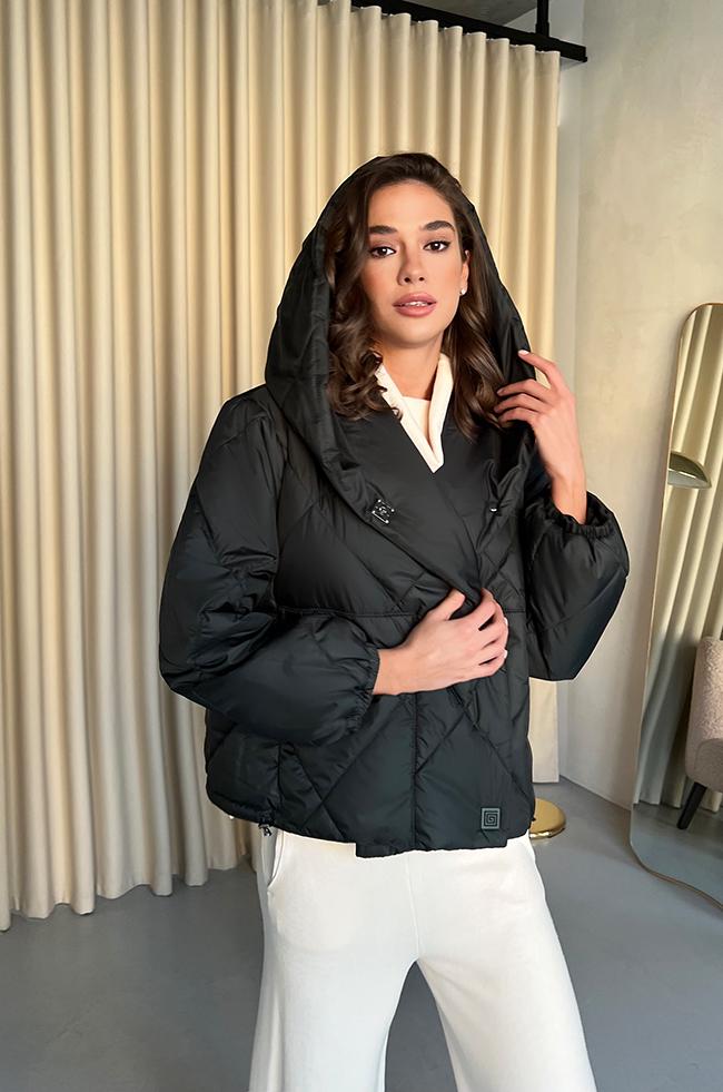 Куртка Lipar 0547 на кнопках з капюшоном р. 40 Темно-зелений (16936753)