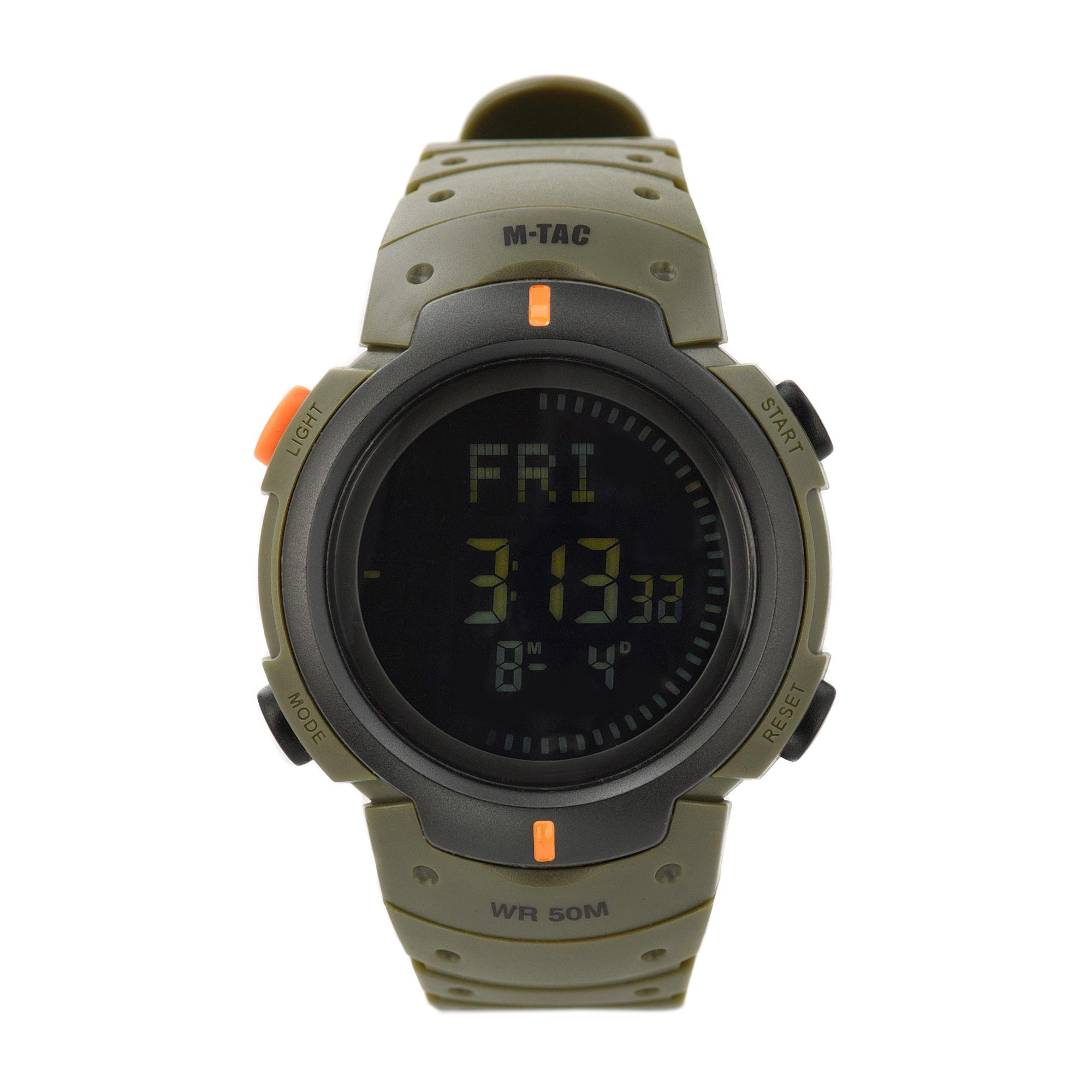 Наручний годинник тактичний M-Tac з компасом Olive