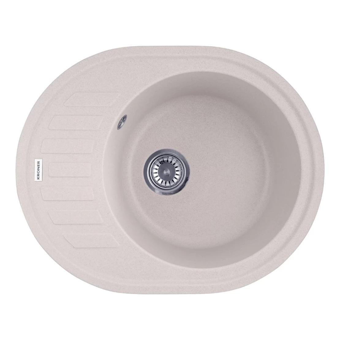 Мийка для кухні врізна Kroner KRP Komposit COL 6250 овальна 620х500 мм Пісочний (CV027414)