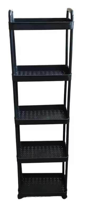Этажерка на колесах многоярусная для ванной/кухни 5 полок 32х20х100 см Черный (29468580)