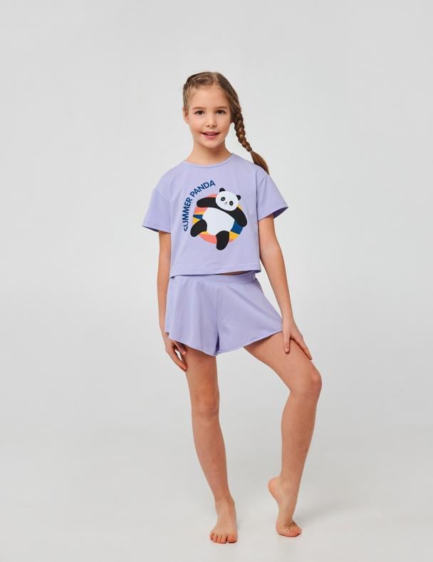 Летняя пижама для девочки Smil Пандочка 104698/104748 128 см Сиреневый
