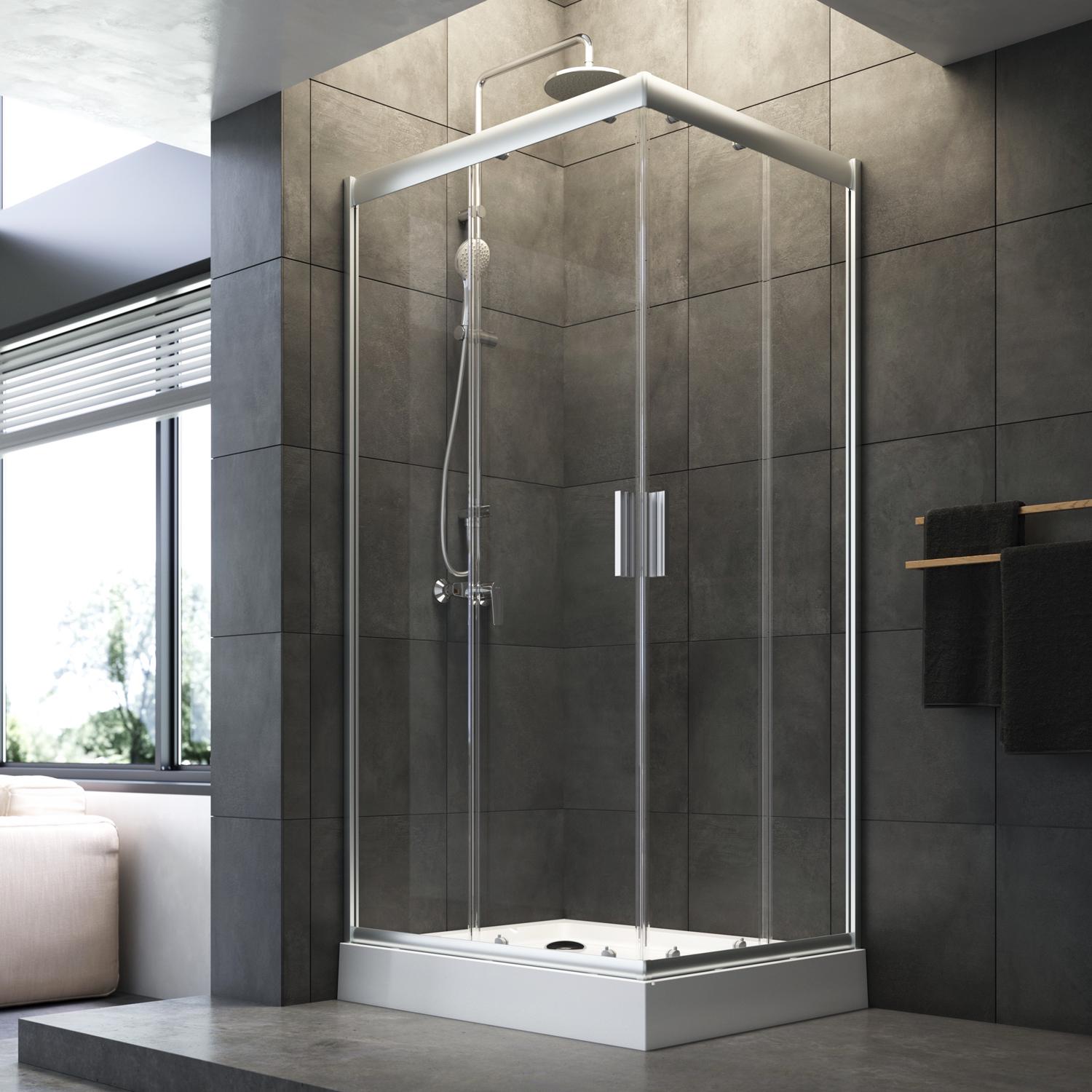 Душевое ограждение AM.PM Gem Twin Slide без поддона 100х80 см Черный (W90UG-403-100280-MT)