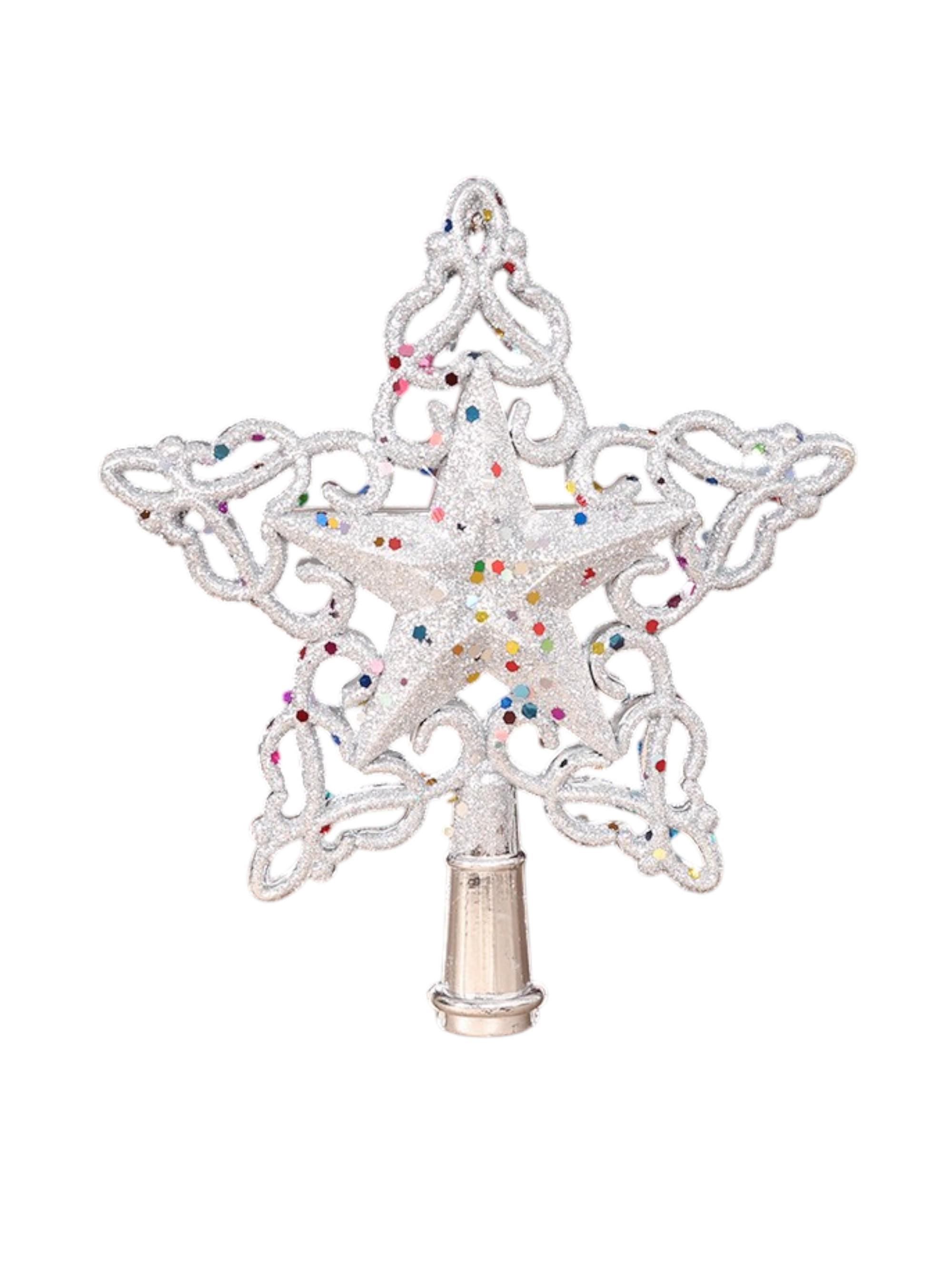 Верхушка для елки Звезда 15x17 см Серебристый (110118)