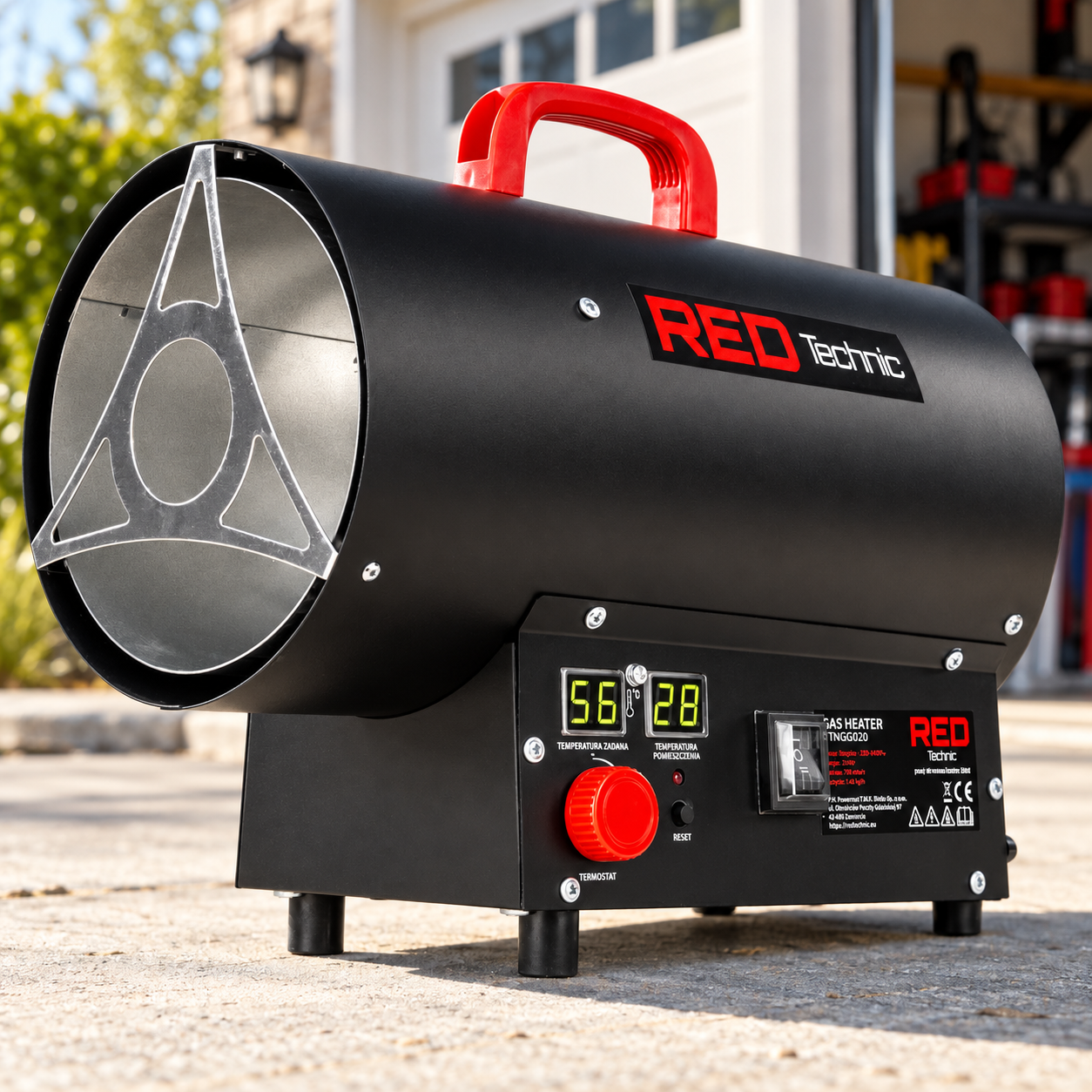 Газовая пушка тепловая Red Technic RTNGG0120 25 кВт 0,7 бар 520 м3/ч ЖК-дисплей и термостат для помещения/гаража/склада Газовая пушка тепловая Red Technic RTNGG0120 25 кВт 0,7 бар 520 м3/ч ЖК-дисплей и термостат для помещения/гаража/склада