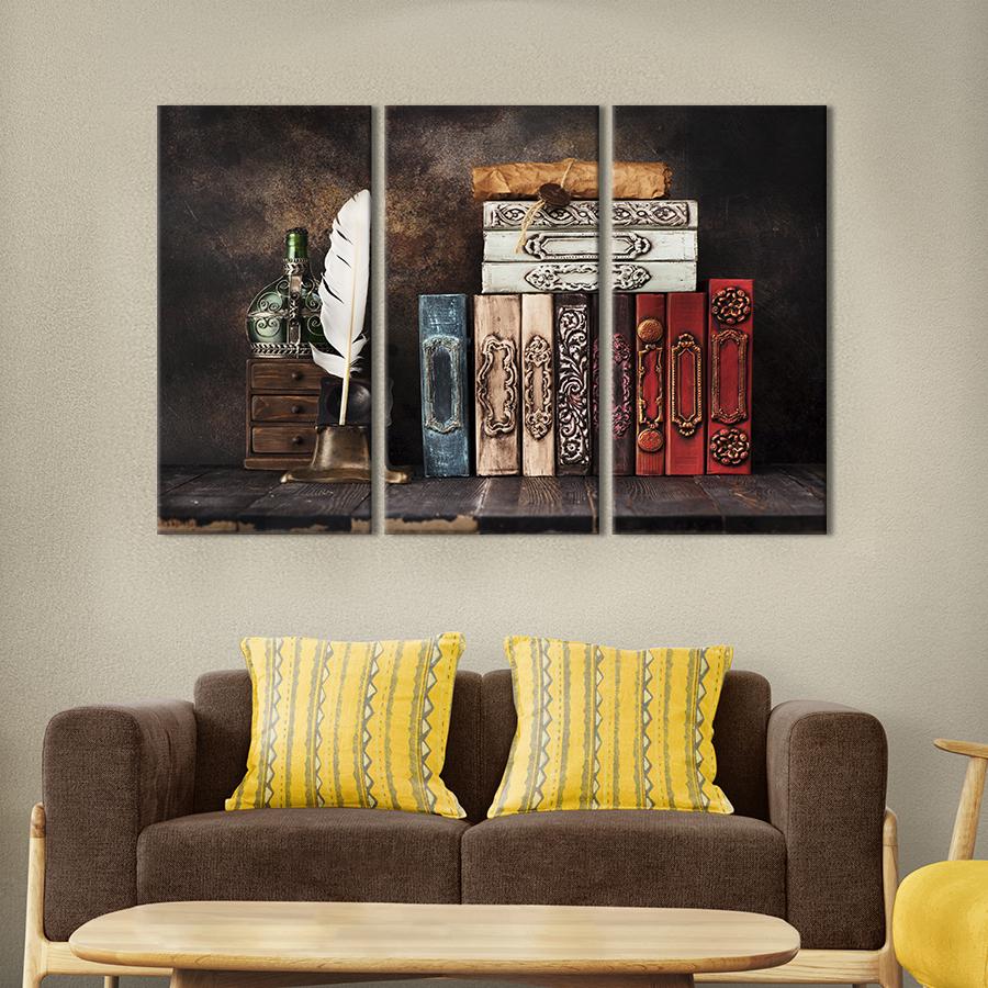 Модульная картина триптих Винтажные книги 156x100 см (528-31)