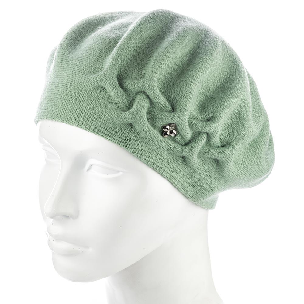 Берет подвійний жіночий збоку з візерунком Zolly ZH258 Фісташка