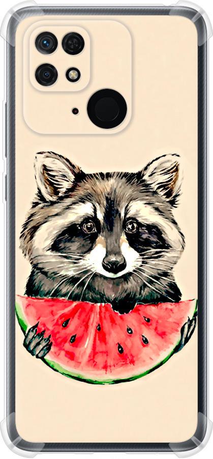 Чехол на Xiaomi Redmi 10C Енотик с арбузом (4605sp-2591-42517)