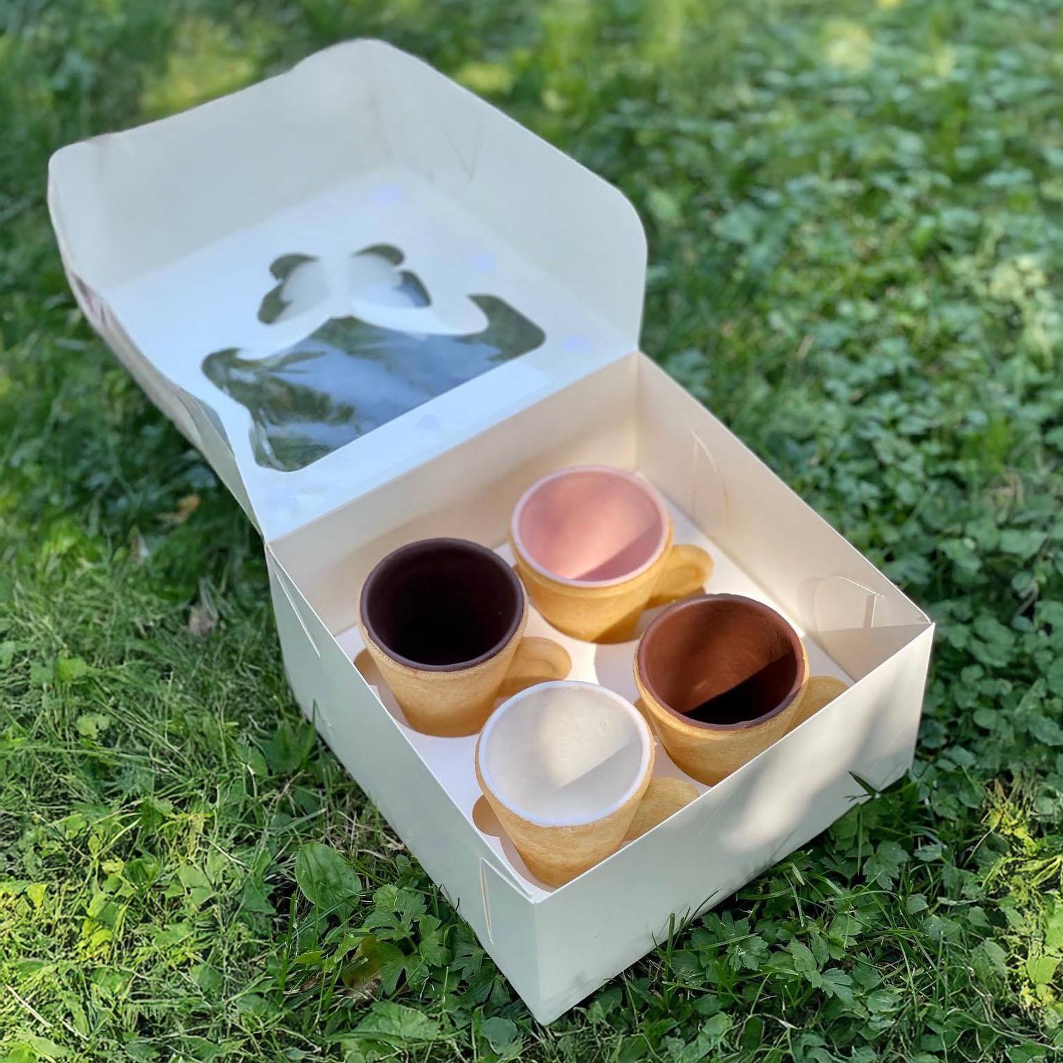 Подарунковий набір 4 шт. їстівних чашок на Новий рік/Різдво/Миколая печиво/шоколад для гарячих напоїв (Е500130)