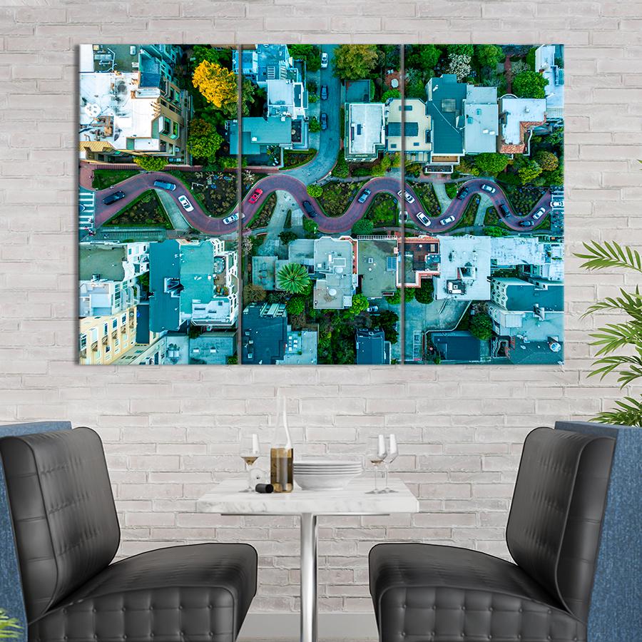Картина город Вид сверху на Ломбард-стрит в Сан-Франциско 78x48 см (A572-3)