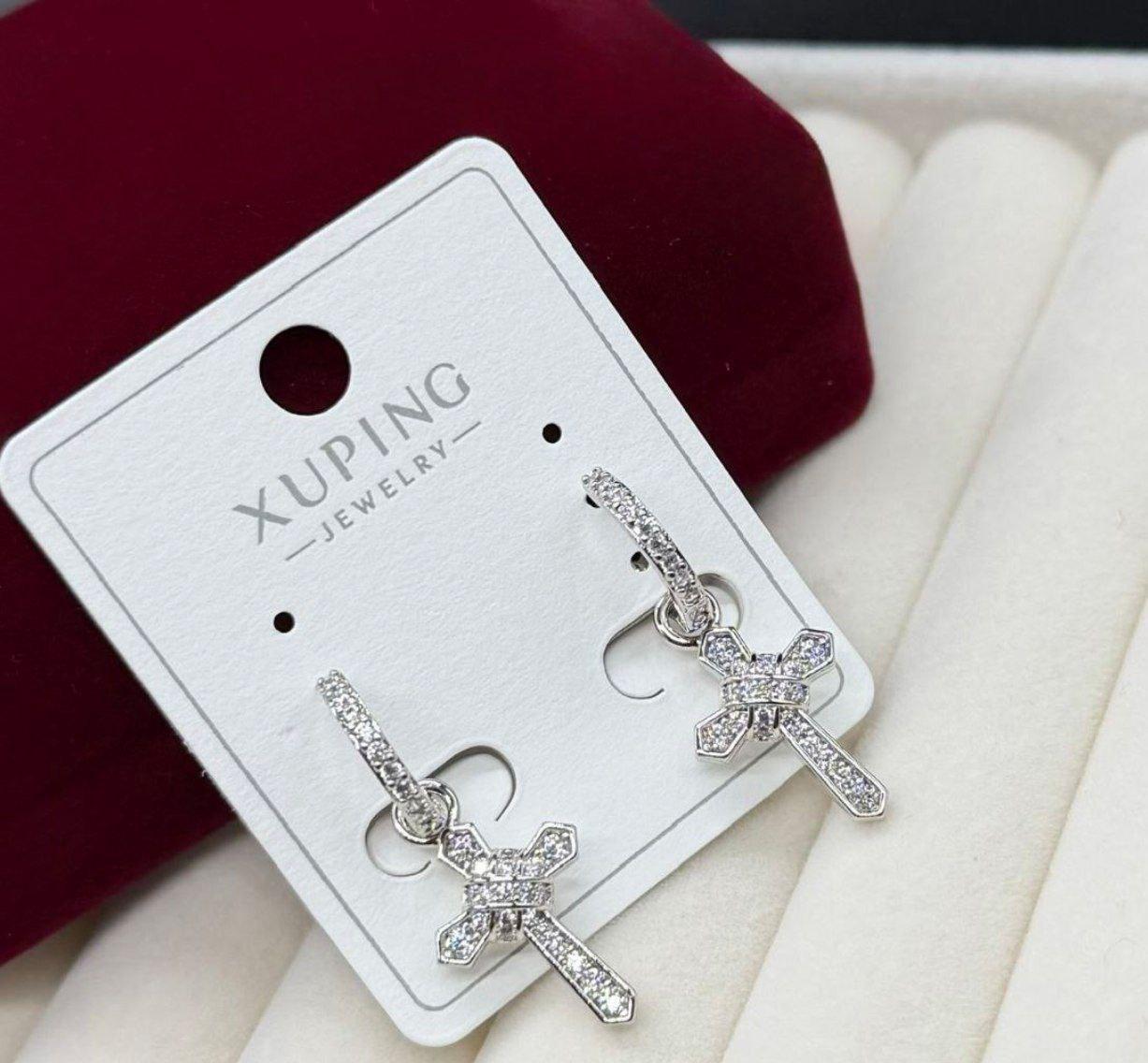 Серьги крестики Xuping с камнями из медицинского сплава Серебряный (2905982078)