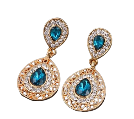 Подвески Liresmina Jewelry с фианитами 3,8 см Золотистый/Синий (1762469942)