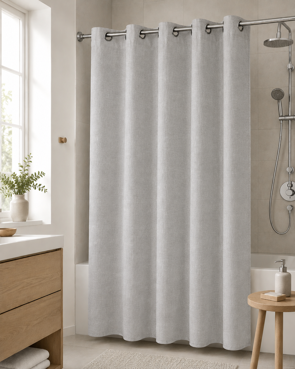Шторка для душа тканевая с люверсами 180x180 см (200/lightgrey)