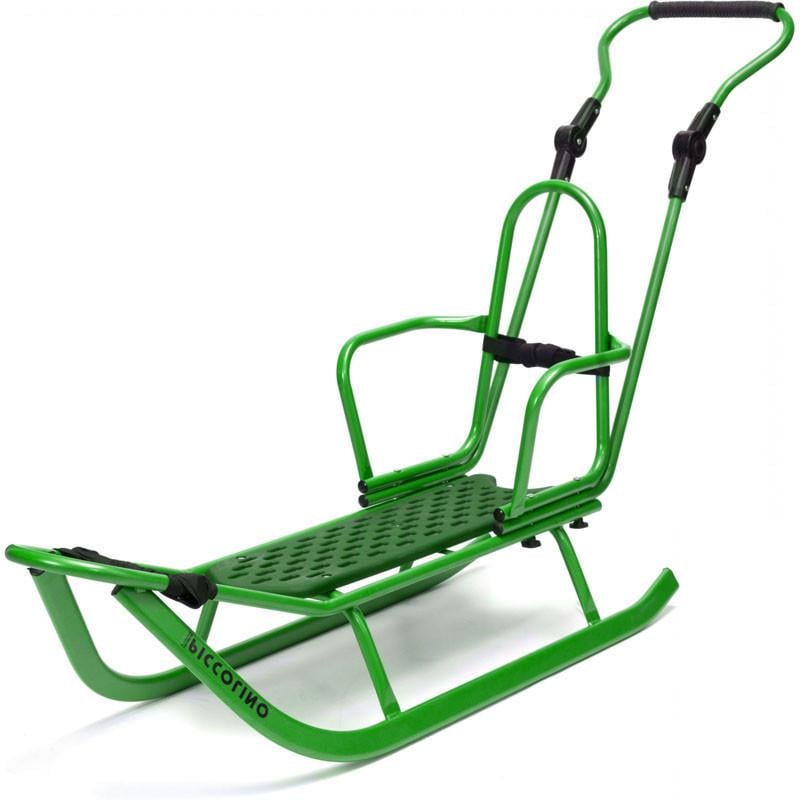 Санки Piccolino со спинкой и ручкой с регулировкой Салатовый