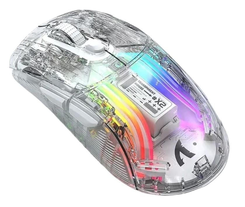Мышка геймерская аккумуляторная бесшумная attack shark X2 PixArt PAW3212 Bluetooth/2,4G RGB White (X2-32112W)