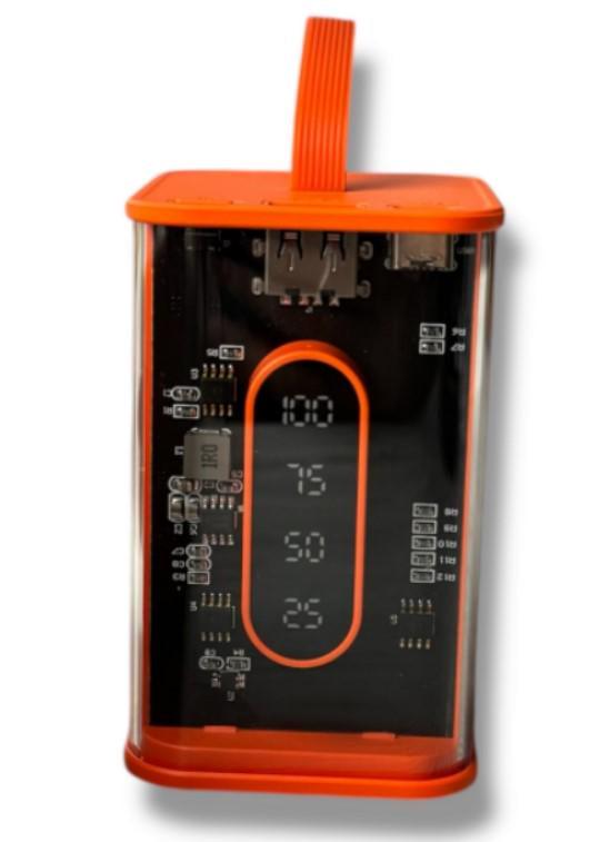 Повербанк с прозрачными стенками и светодиодным дисплеем 20000 mAh Оранжевый (2104618816)