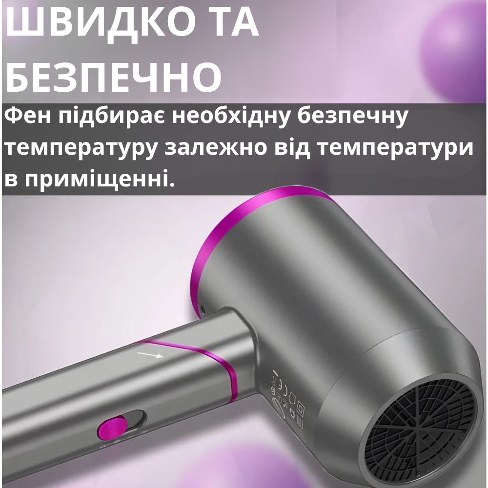 Фен для волосся Hoco з іонізацією та регулюванням температури 1600 Вт Сірий (HP13-Plus) - фото 15