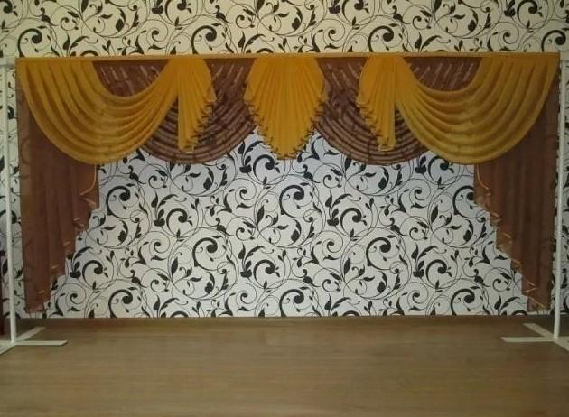 Ламбрекен в гостиную/спальню шифон 3 м Коричневый (15л)