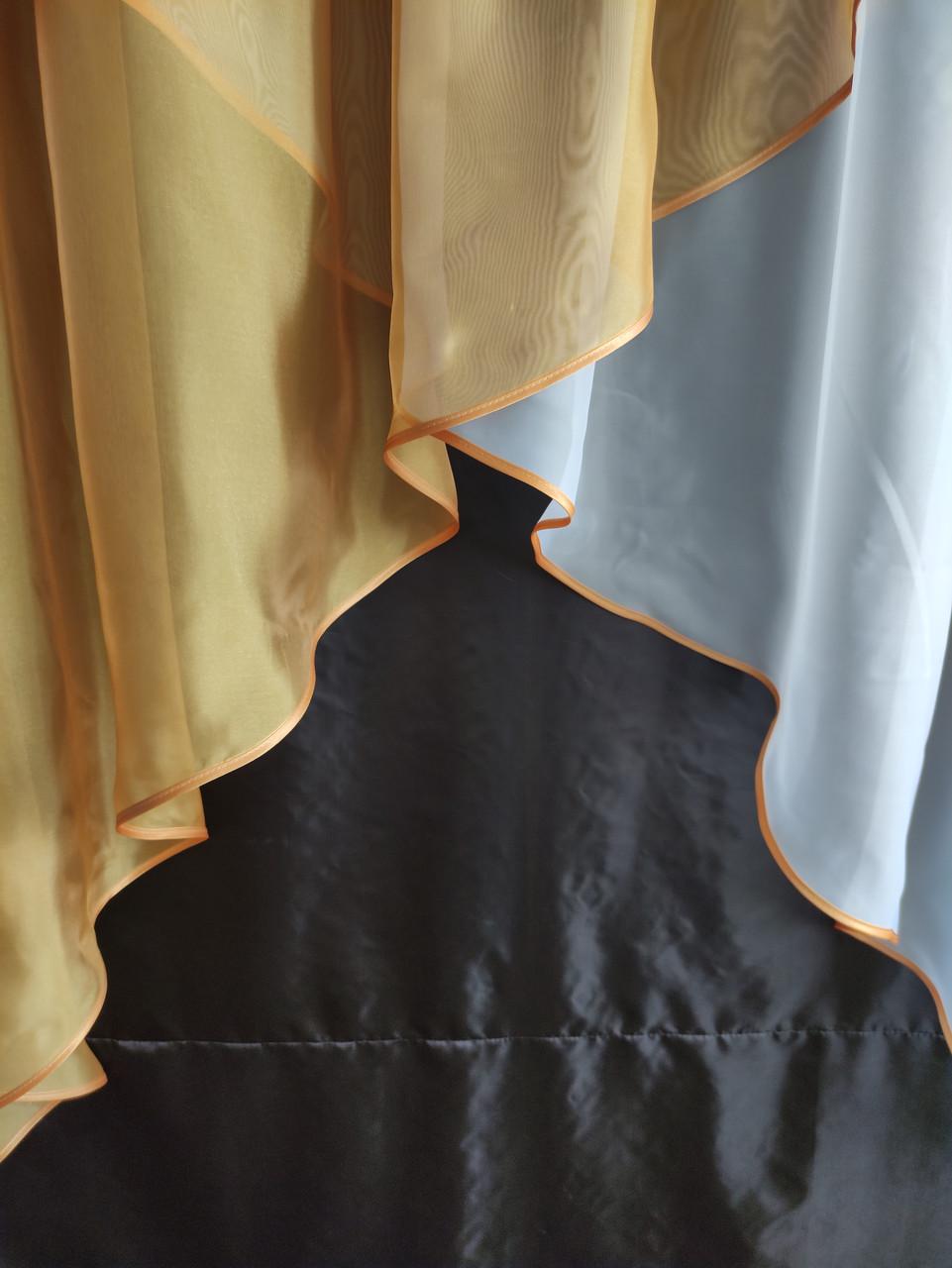 Занавеска шифоновая 300х170 см Белый с бежевым (уш-01б) - фото 2