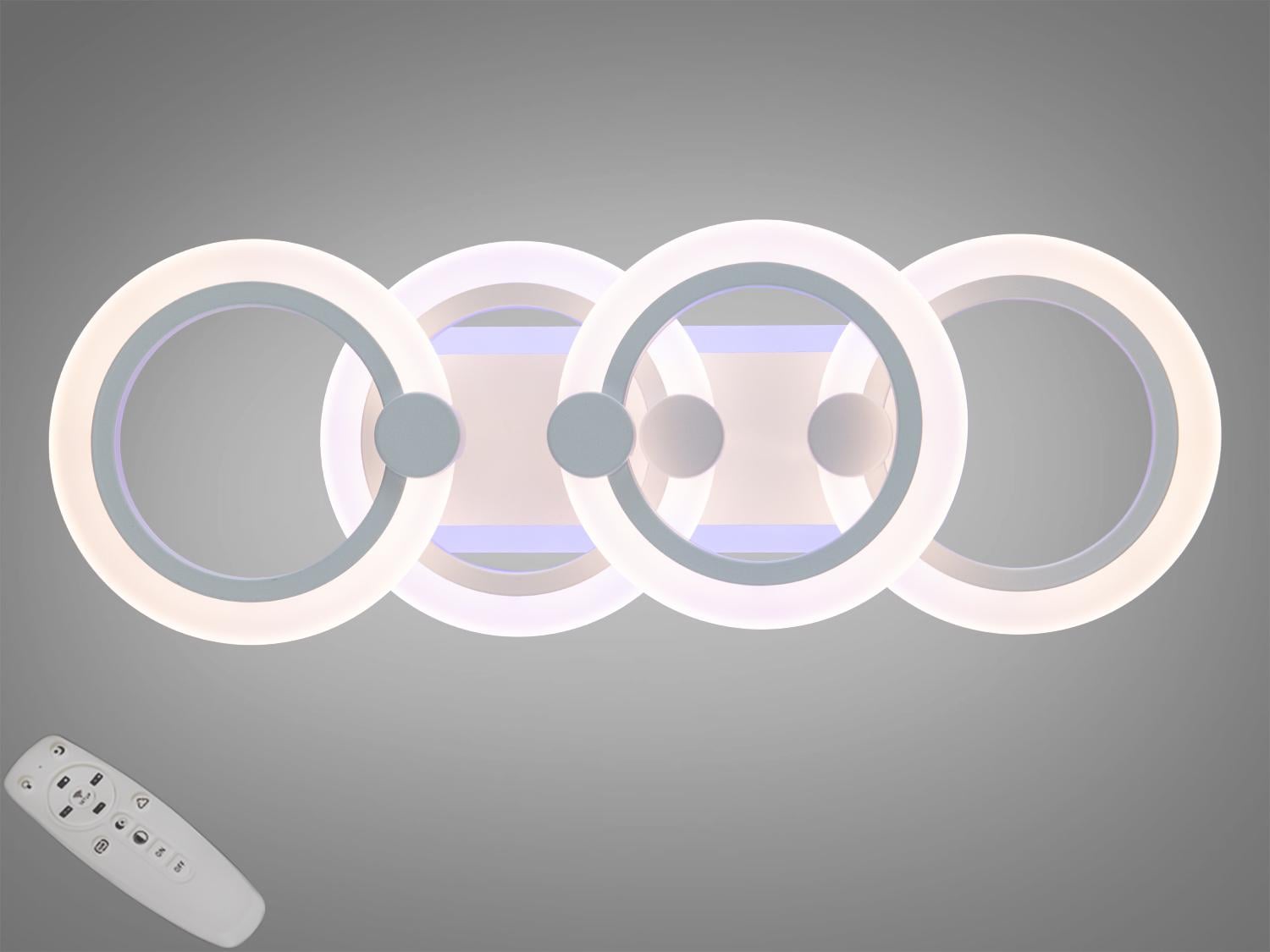 Люстра LED в форме колец с пультом димером и подсветкой LED 50W Люстра LED в форме колец с пультом димером и подсветкой LED 50W