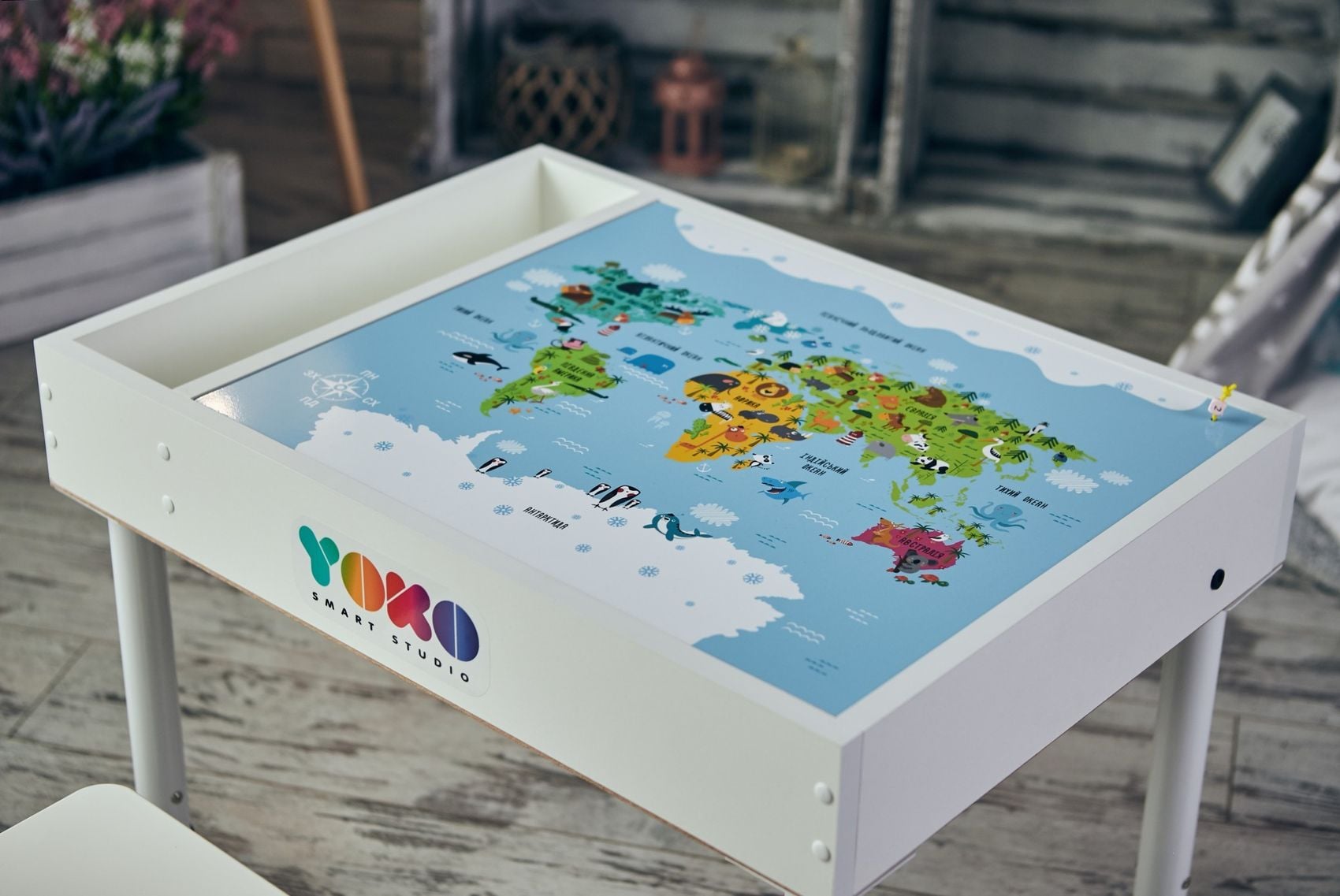Стол световой Yoko Premium с грифельной крышкой и картой мира (5360875)