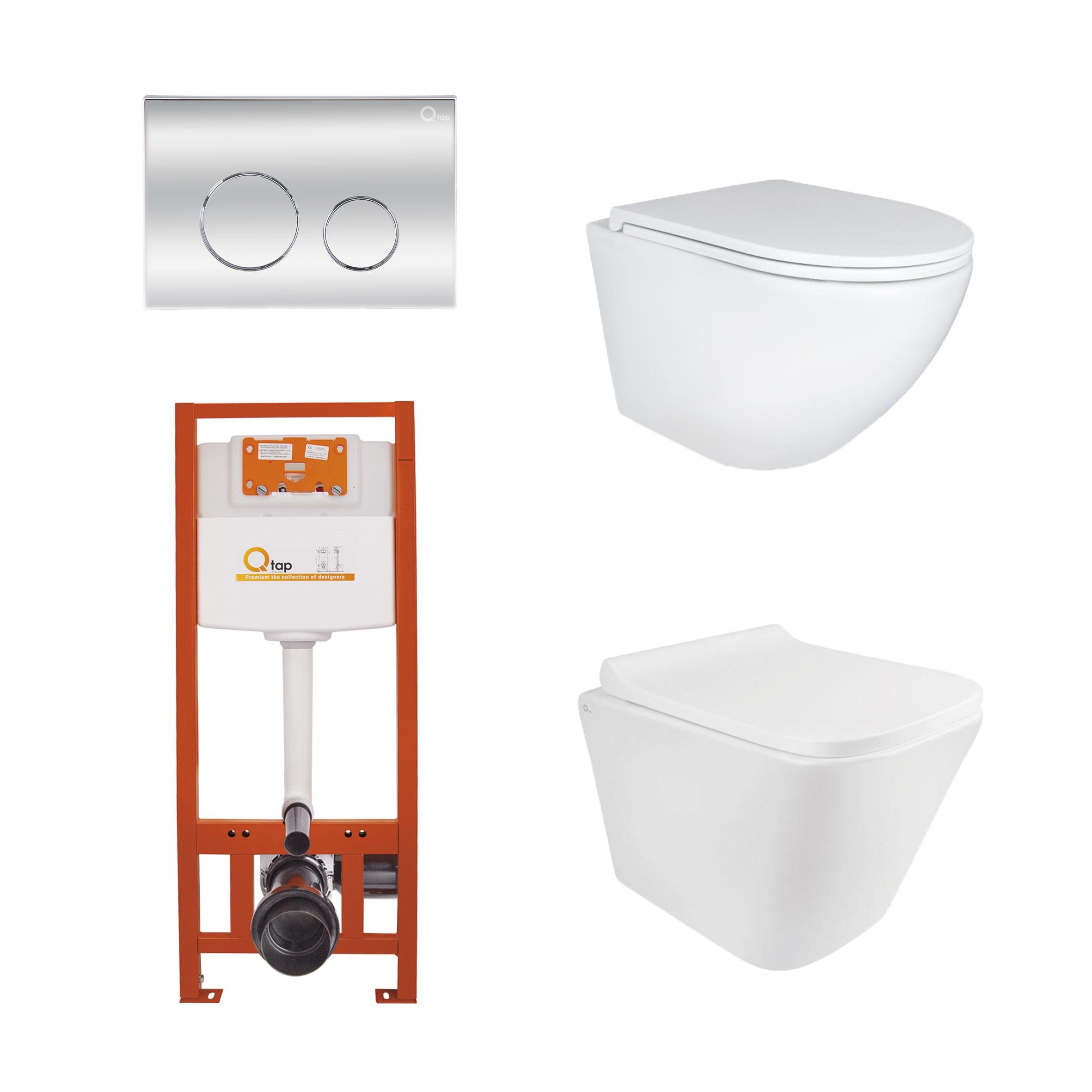 Комплект інсталяції Q-tap Nest/Tern/Robin QT1733052EUQW45172 з унітазом кнопка Хром (176935)