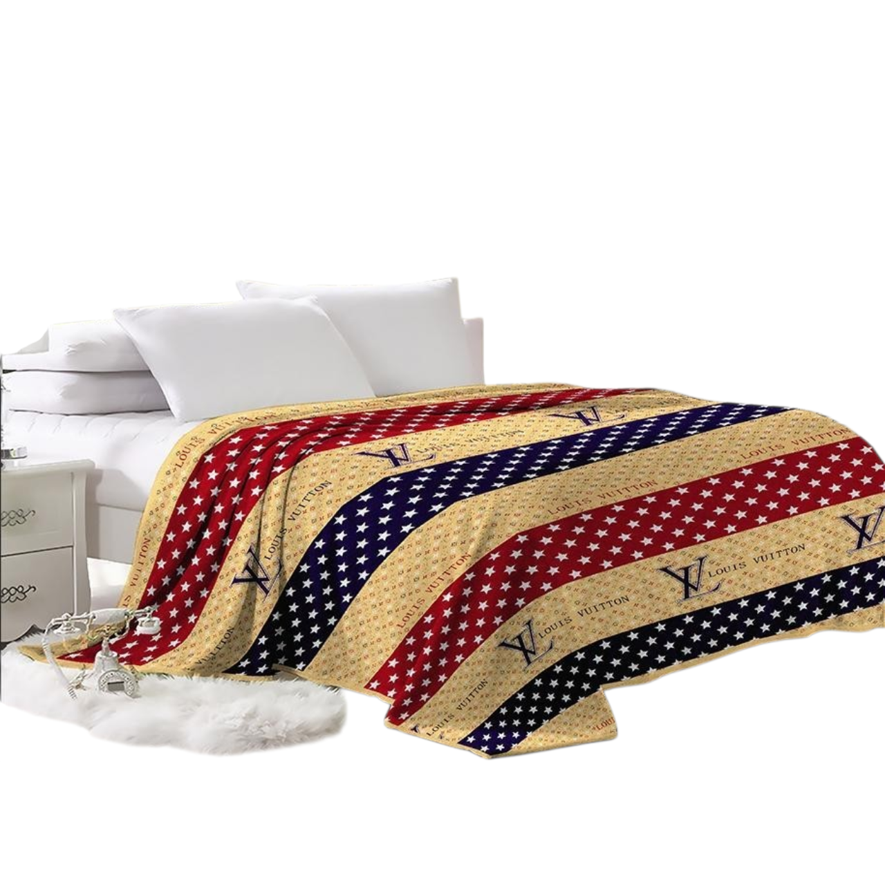 Плед флісовий ShelestMody Полуторні 150x220 Бежевий/Червоний/Синій (1001322707)