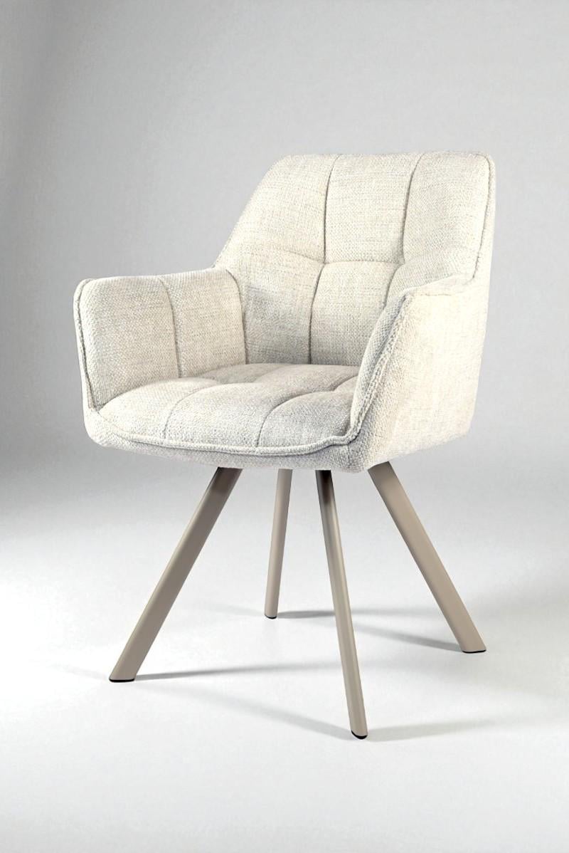 Стілець обідній з підлокітниками Осло М-235 фактурна тканина 850х600х610 мм Папірус/Капучино