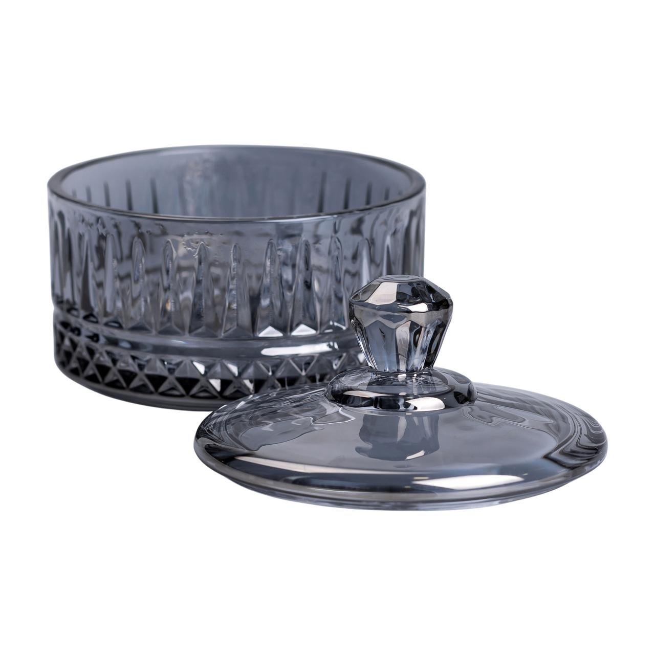 Цукерниця з кришкою скляна 10 см Сірий (6024)