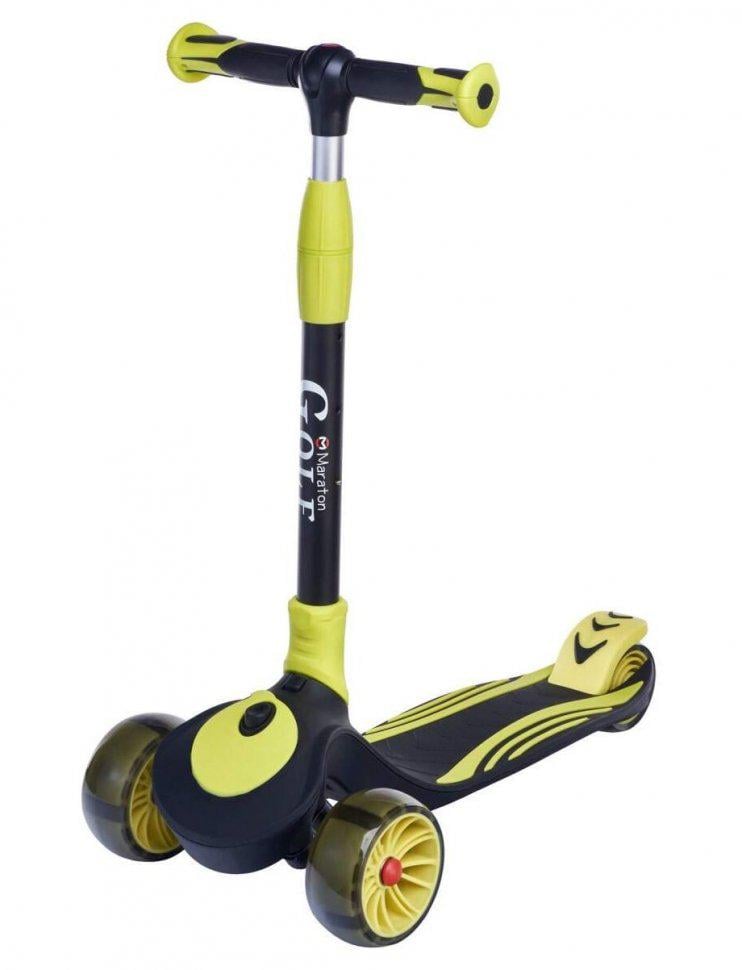 Самокат детский трехколесный складной Maraton Golf G до 80 кг подшипники ABEC 7 с регулируемым рулем Желтый (Golf G-4 mt)