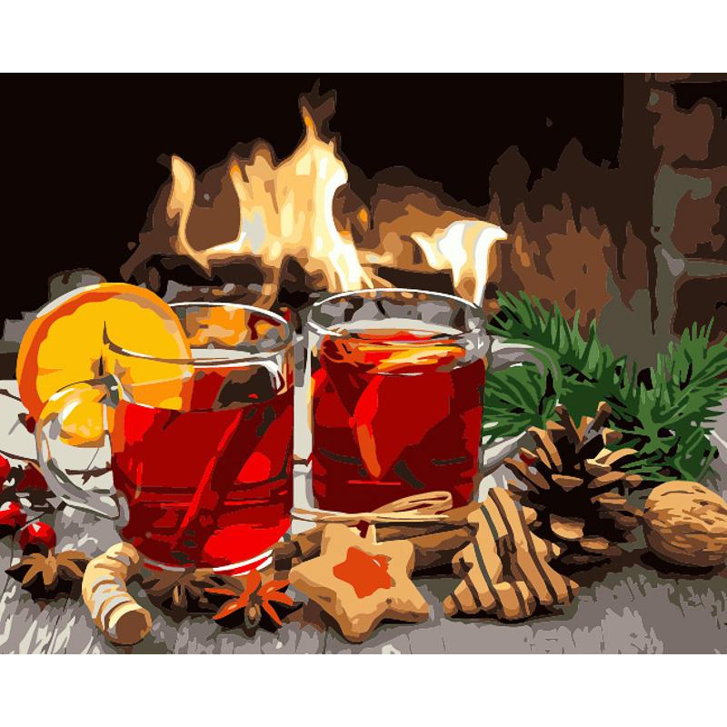 Картина за номерами Strateg Преміум Глінтвейн з лаком та рівнем 40x50 см (GS1567)