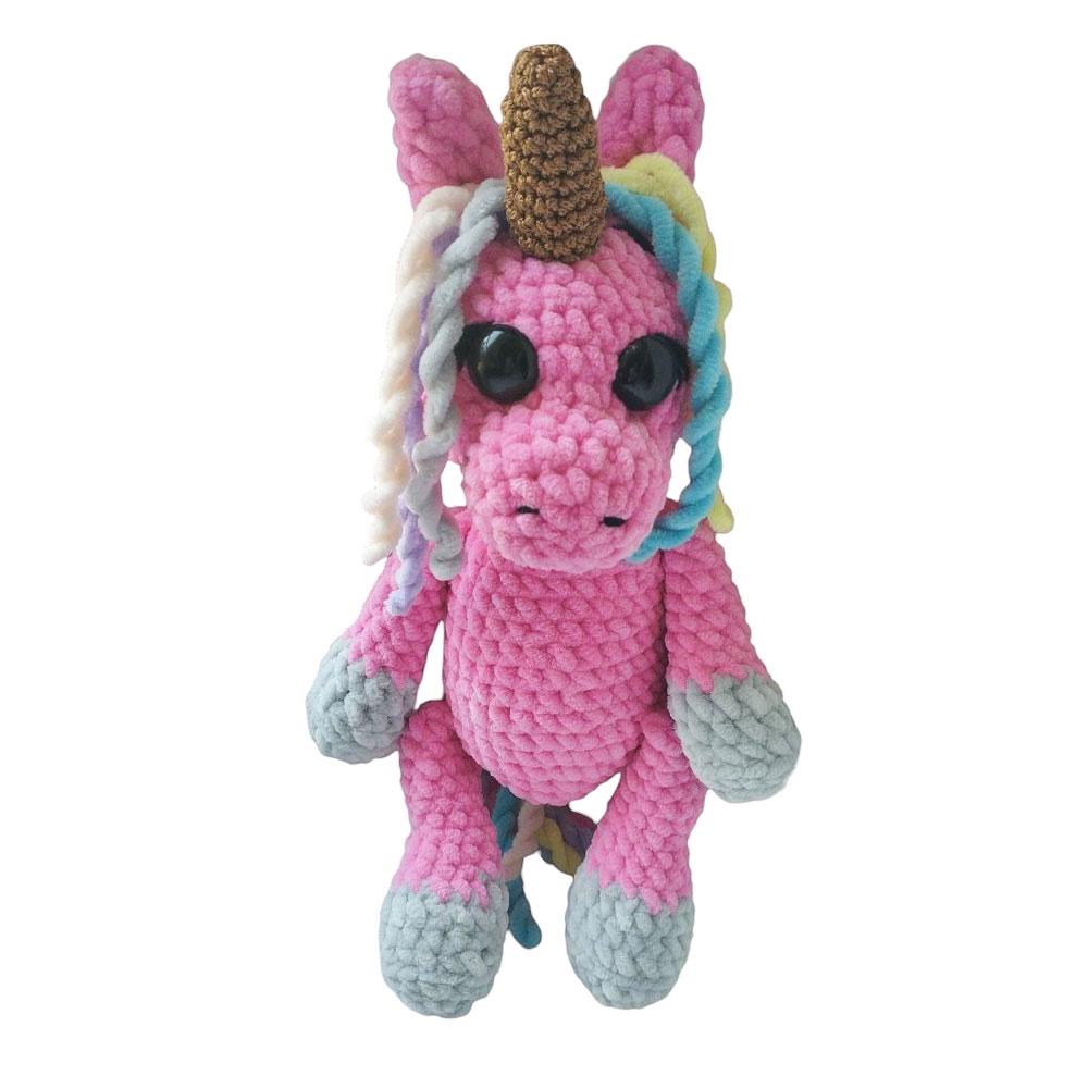 Игрушка единорог ручной работы вязаный крючком Розовый (OL-0006)