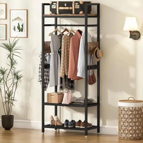 Вешалка для одежды в прихожую MSM Clothes 174х70х40 см Черная (93539)