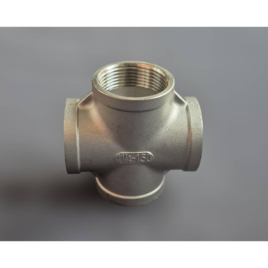 Крестовина резьбовая Ду32 равнопроходная н/ж сталь AISI304 ВР BSPP Class 150 1-1/4" (29203331) - фото 3 Крестовина резьбовая Ду32 равнопроходная н/ж сталь AISI304 ВР BSPP Class 150 1-1/4" (29203331) - фото 3