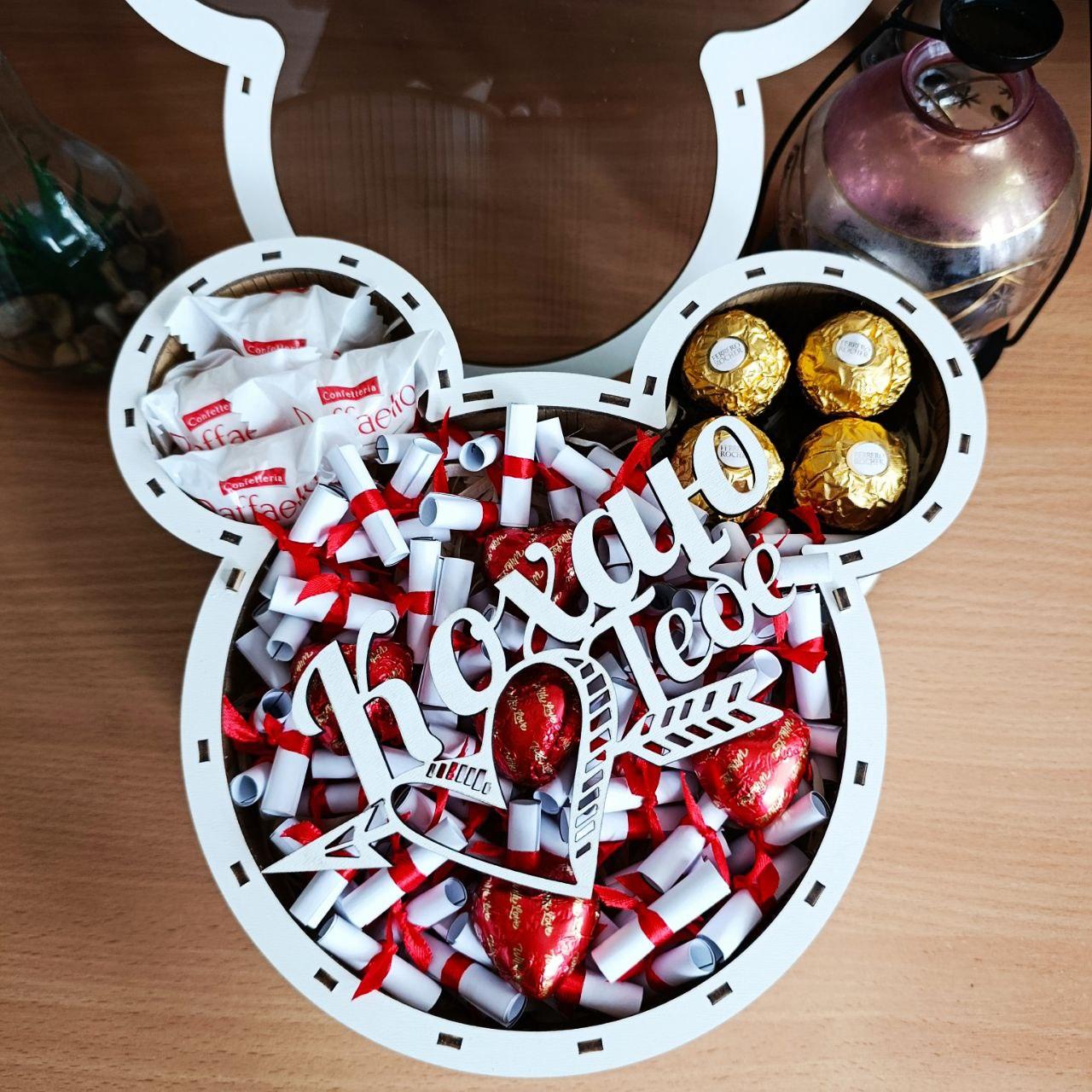 Бокс с конфетами для девушки на день рождения/новый год/рождество/день влюбленных/8 марта/праздник (ar291)