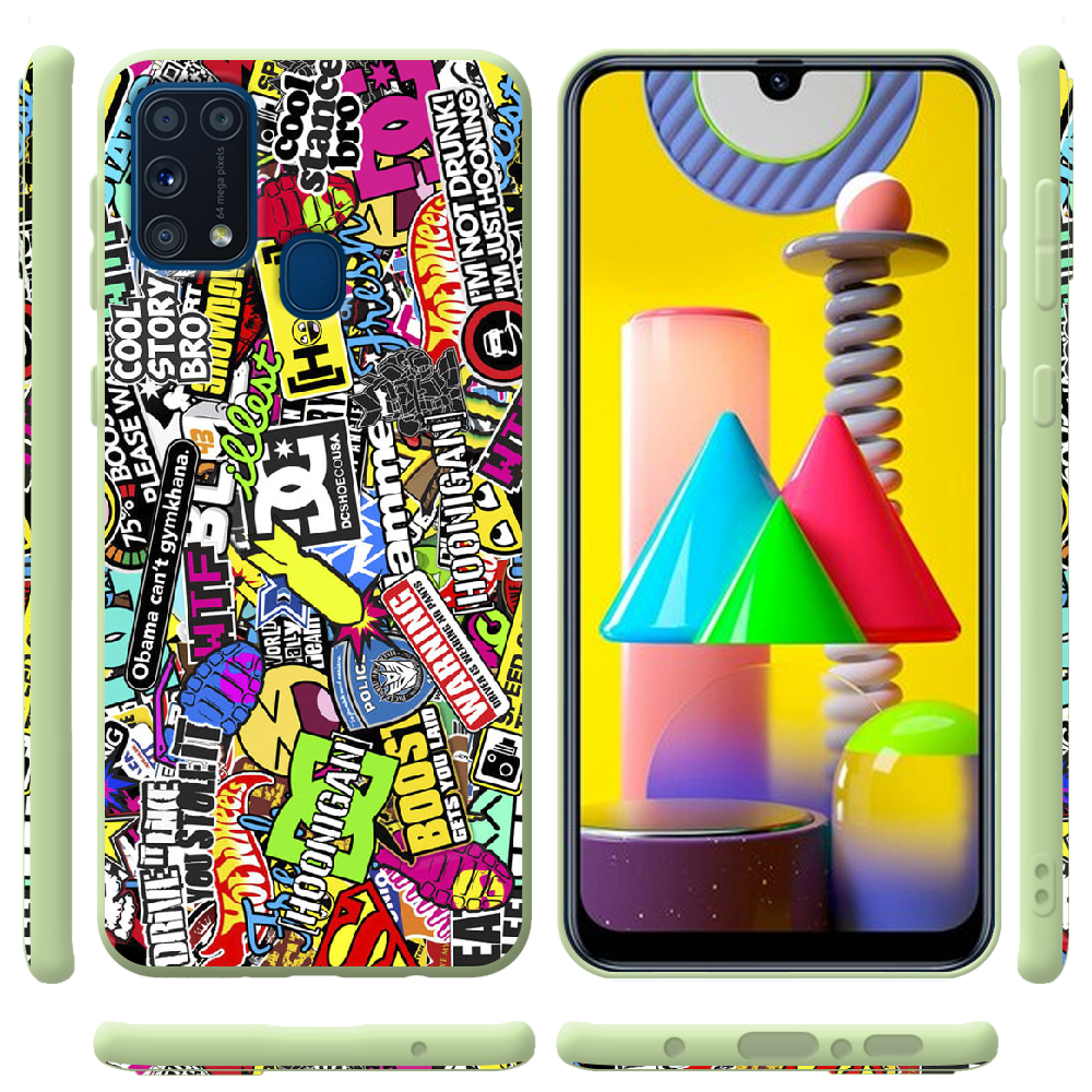 Чохол Boxface Samsung M315 Galaxy M31 Multicolored Inscriptions Зелений силікон (39091-up880-41820) - фото 2