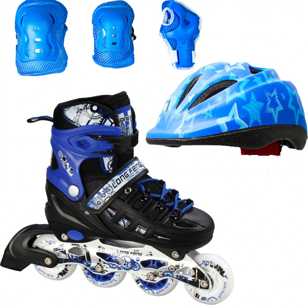 Ролики детские раздвижные набор Scale Sports Combo Disney USA Star B  р. 34-37 защита/шлем Синий (2T3040E)