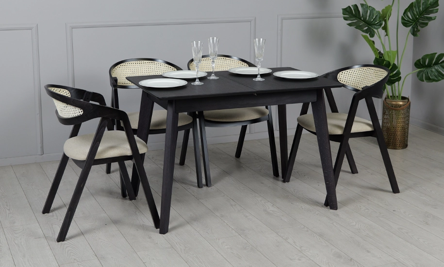 Стол раскладной Милан из массива дерева 1100/1400x700x750 мм Черный (2147484286) - фото 9