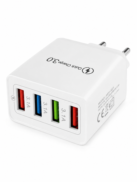Мережевий зарядний пристрій D22 4USB 3,1A White (4361)