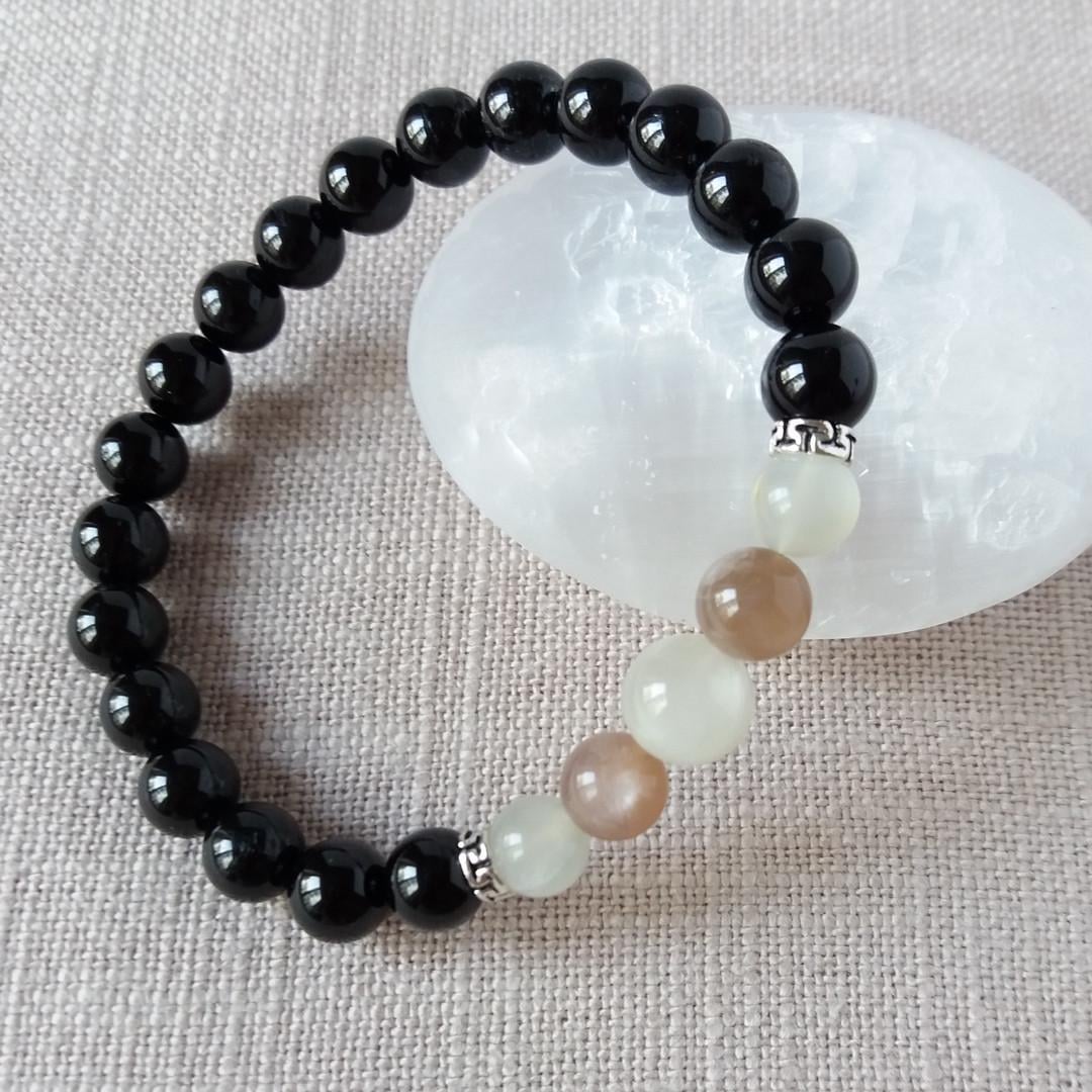 Браслет Черный Турмалин/Лунный камень (1898932138)