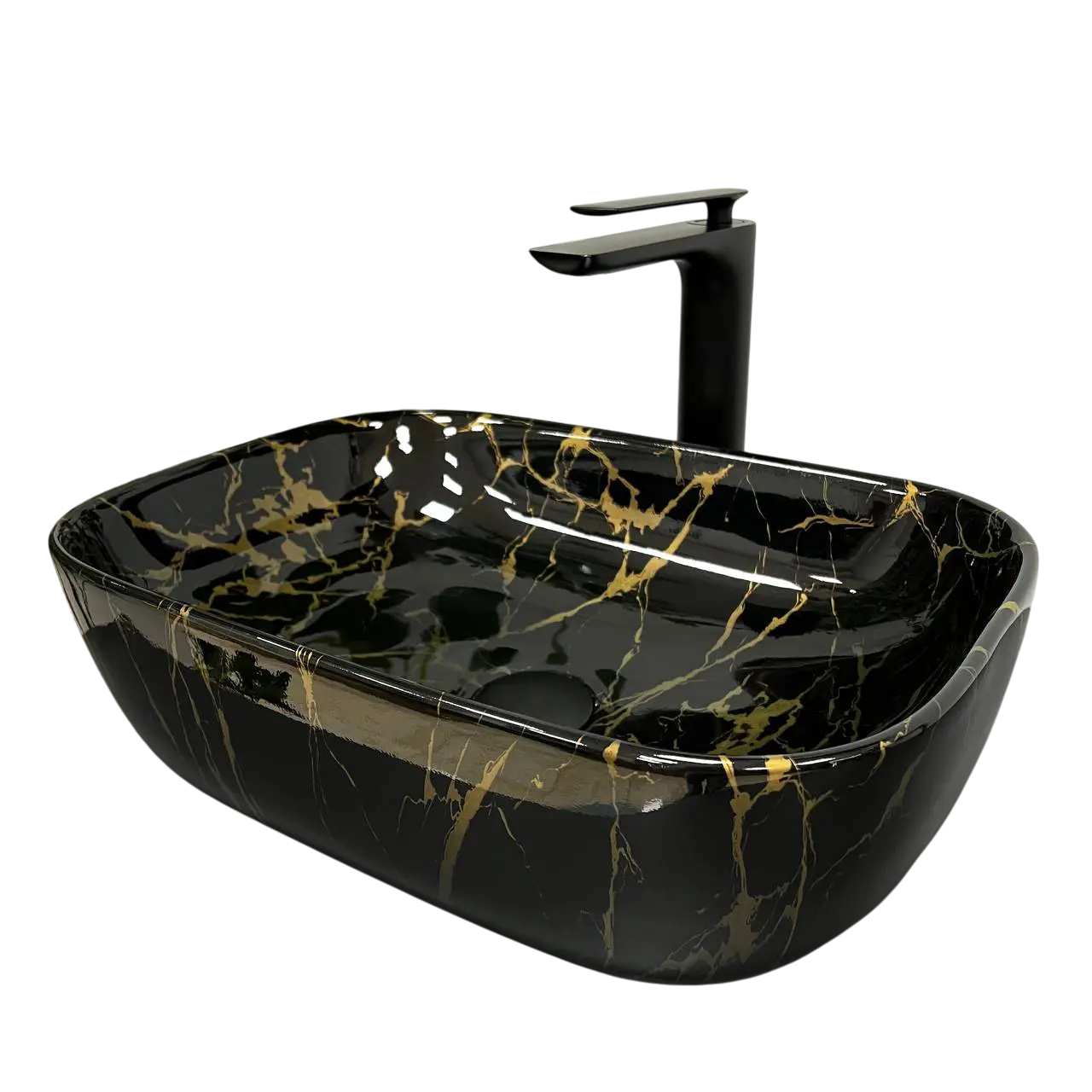 Раковина накладная VBI Ravenna Marble прямоугольная 325x460 мм Черный глянцевый (RM-VBI-011207)