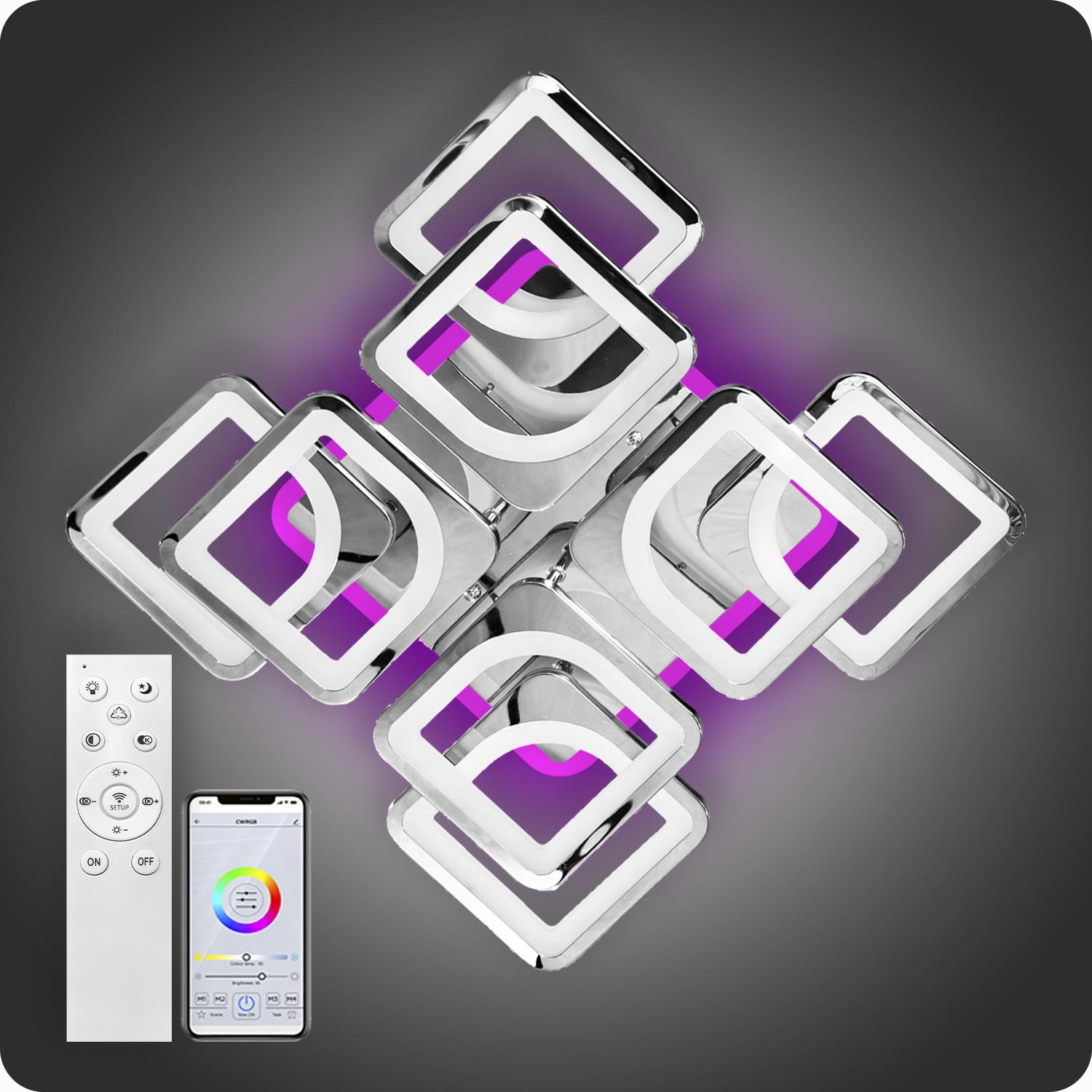Люстра світлодіодна 517 Light 3color з пультом 192 Вт Хром (01552) - фото 3 Люстра світлодіодна 517 Light 3color з пультом 192 Вт Хром (01552) - фото 3