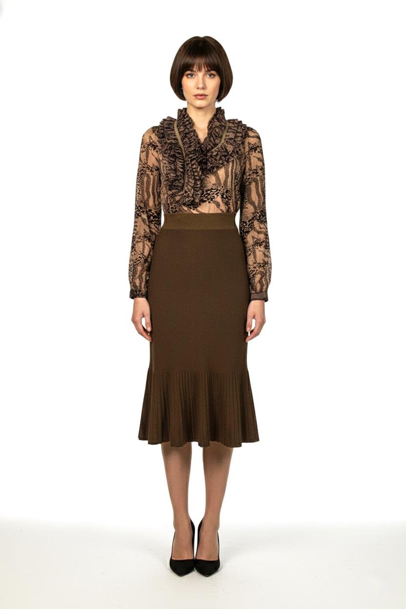 Блуза жіноча з рюшами Lowett LW-116476-1 р. 48 Коричневий (17852264) - фото 6 Блуза жіноча з рюшами Lowett LW-116476-1 р. 48 Коричневий (17852264) - фото 6